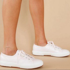 SUPERGA Light Pink Embossed Leather Sneakers